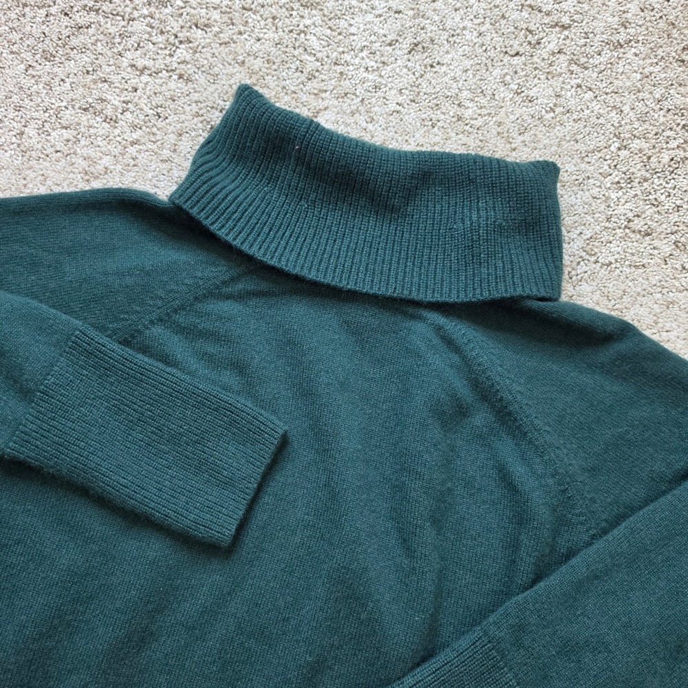 Athleta Sweater Womens Large Green Merino Wool Cashmere Turtleneck 466750-09